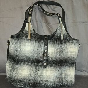 Elegant Black and Gray Women's Satchel